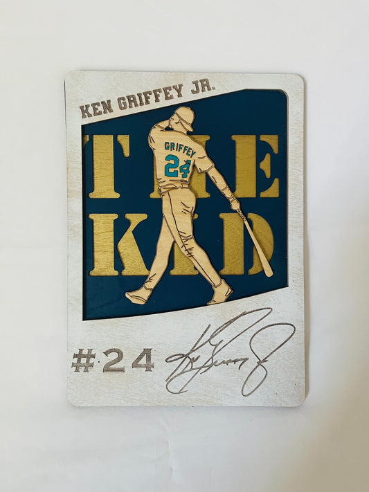 Handcrafted Ken Griffey Jr. Baseball Card Memorabilia (10" x 6")