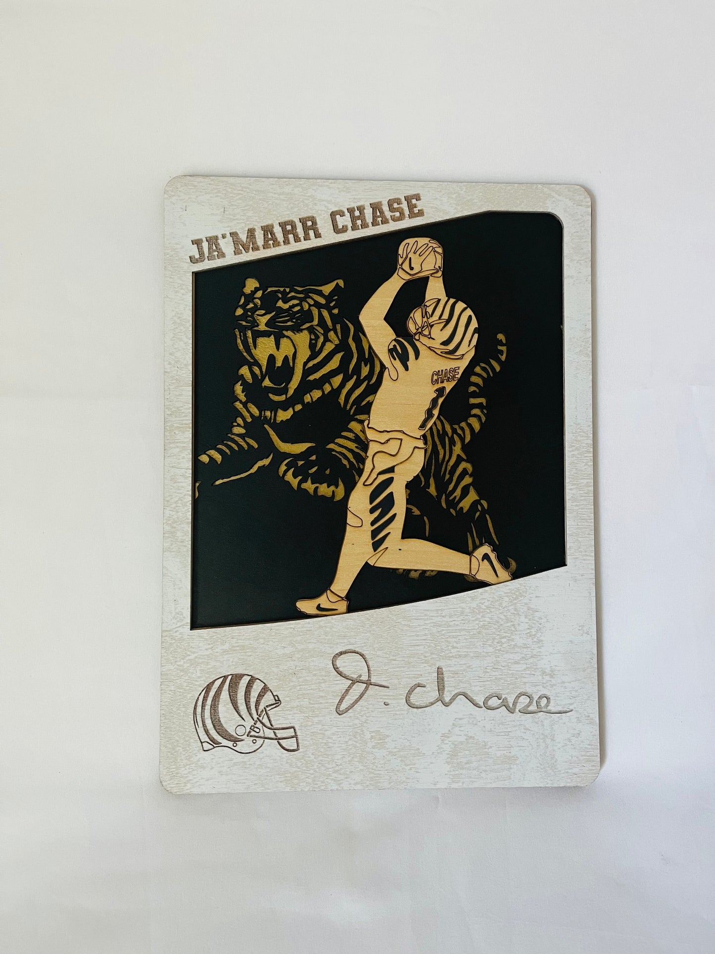 Handcrafted Ja'Marr Chase Football Card Memorabilia (10" x 6")