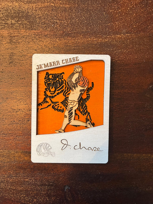 Handcrafted Ja'Marr Chase Football Card Memorabilia (3.5" x 2.5")